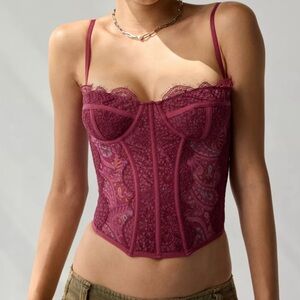 Urban Outfitters Out From Under Modern Love Lace purple Push Up Corset Top Sz XL